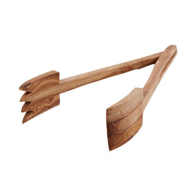 Orsina Kora Olive Wood Serving Tongs – Ergonomic Wooden Kitchenware