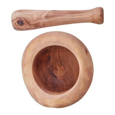 Orsina Kora Olive Wood Mortar and Pestle – Hand-Carved Spice Grinder