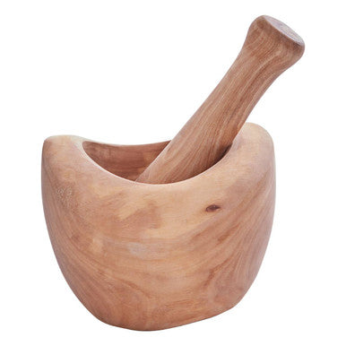 Orsina Kora Olive Wood Mortar and Pestle – Hand-Carved Spice Grinder