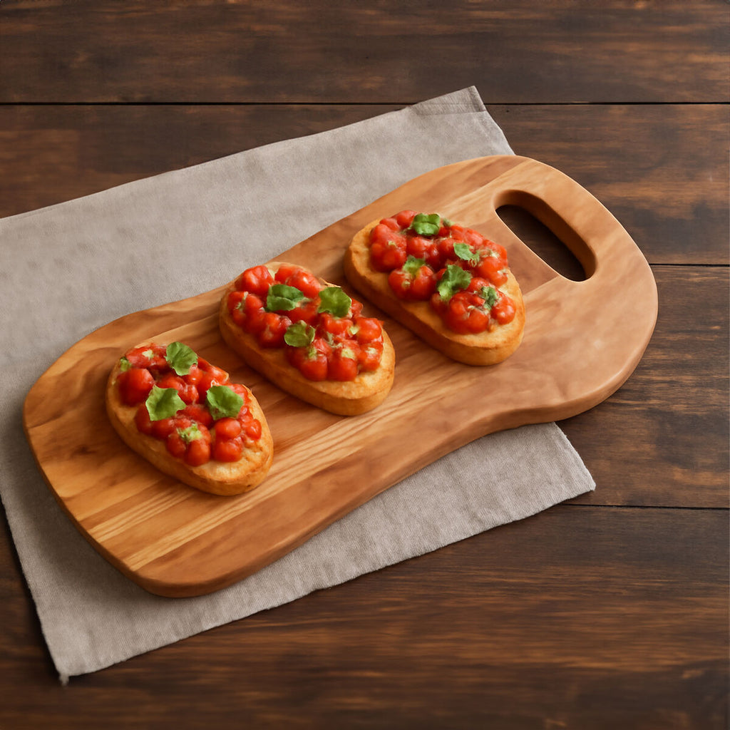 Orsina Olive Wood Serving Board with Handle – Rustic Charcuterie Platter