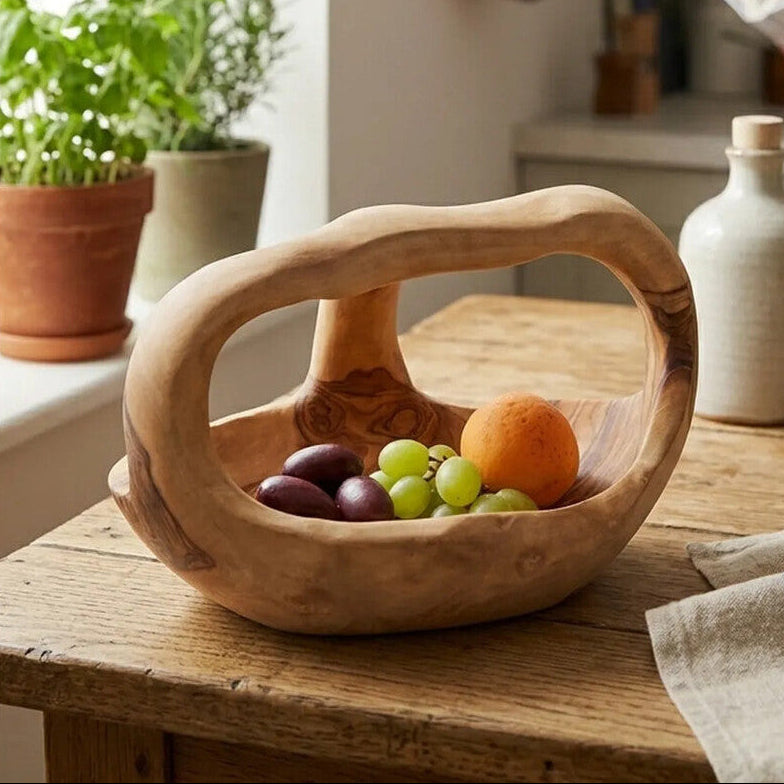 Orsina Kora Olive Wood Fruit Bowl – Handcrafted Natural Centerpiece