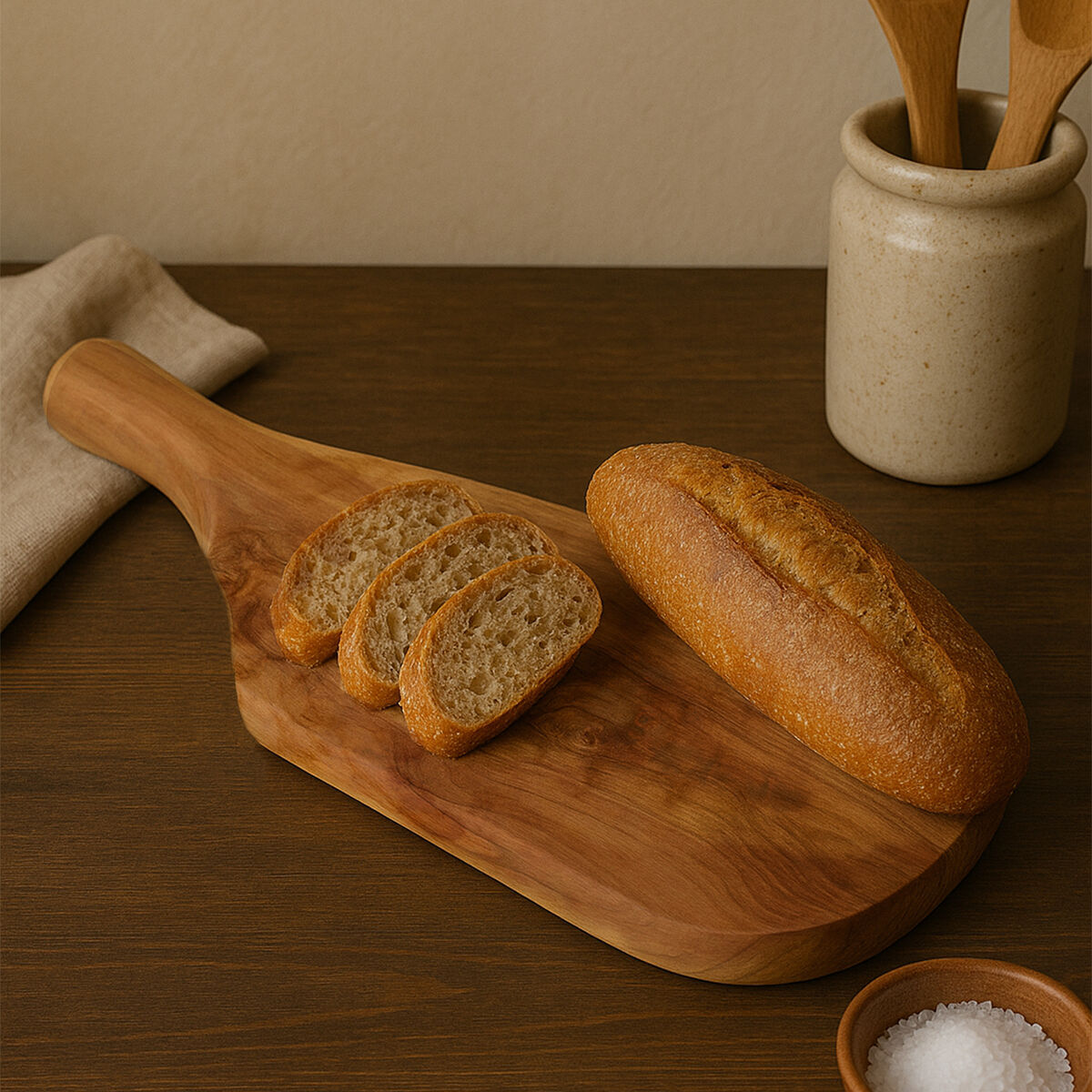 Orsina Kora Olive Wood Serving Board – Rustic Wooden Cheese Platter