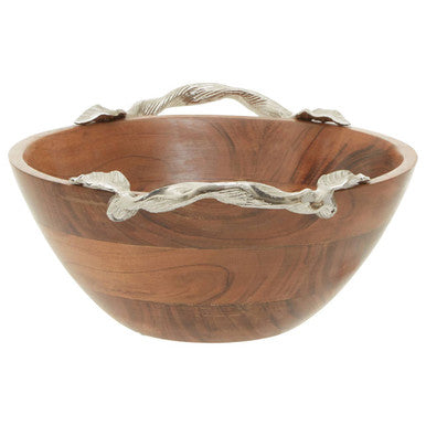 Orsina Vine Acacia Wood Large Round Fruit Bowl with Leaf Handles