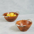Orsina Vine Acacia Wood Large Round Fruit Bowl with Leaf Handles