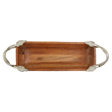 Orsina Vine Acacia Wood Rectangular Serving Dish with Leaf Handles