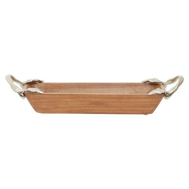 Orsina Vine Acacia Wood Rectangular Serving Dish with Leaf Handles