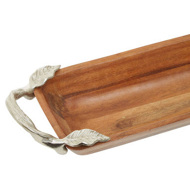 Orsina Vine Acacia Wood Rectangular Serving Dish with Leaf Handles