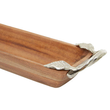 Orsina Vine Acacia Wood Rectangular Serving Dish with Leaf Handles