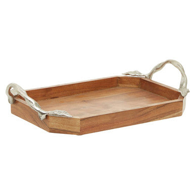 Orsina Vine Acacia Wood Small Rectangular Serving Tray with Handles
