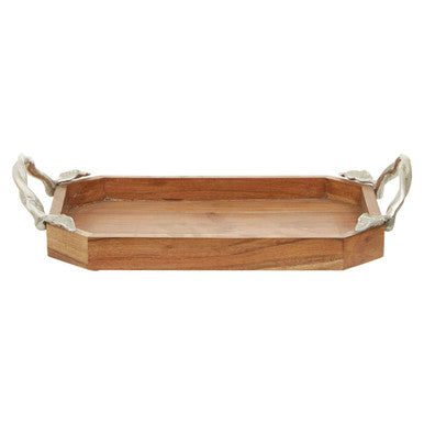 Orsina Vine Acacia Wood Small Rectangular Serving Tray with Handles