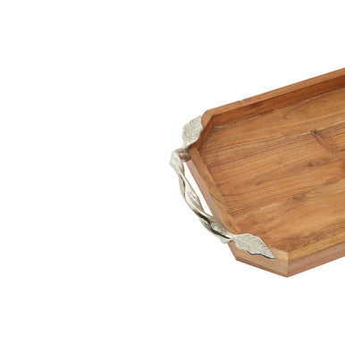 Orsina Vine Acacia Wood Small Rectangular Serving Tray with Handles