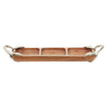 Orsina Acacia Wood 3-Section Serving Dish with Silver Leaf Handles