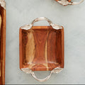 Orsina Vine Acacia Wood Square Serving Bowl with Aluminum Handles