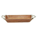 Orsina Vine Acacia Wood Rectangular Serving Bowl with Silver Handles