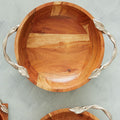 Orsina Acacia Wood Serving Bowl – Large Salad Bowl with Leaf Handles