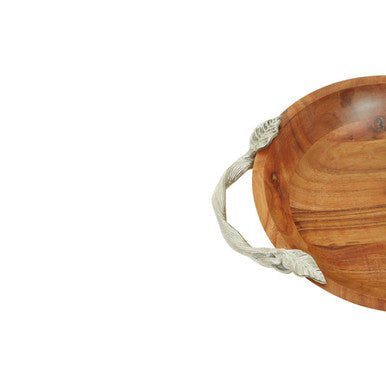 Orsina Acacia Wood Serving Bowl – Large Salad Bowl with Leaf Handles
