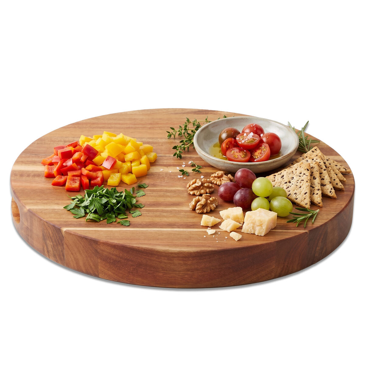 Orsina Kora Round Acacia Wood Chopping and Serving Board with Handles