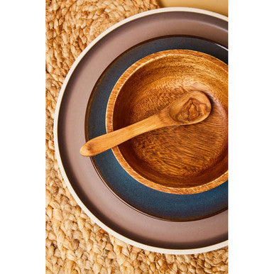 Orsina Kora Small Round Acacia Wood Serving Bowl for Snacks & Sides
