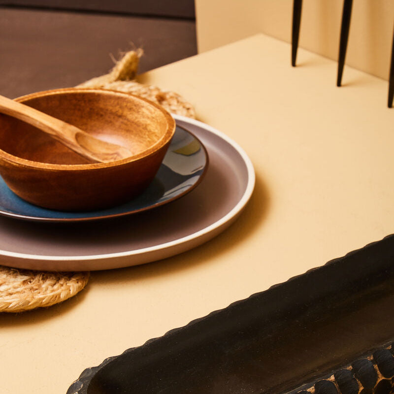 Orsina Kora Small Round Acacia Wood Serving Bowl for Snacks & Sides