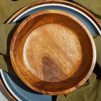 Orsina Kora Acacia Large Round Wooden Salad and Serving Bowl
