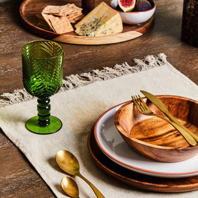 Orsina Kora Acacia Large Round Wooden Salad and Serving Bowl