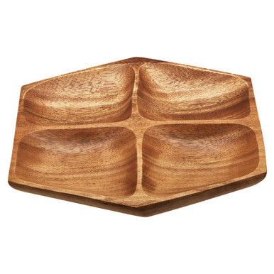 Orsina Kora Acacia Wood Serving Dish – Small 4-Section Snack Tray