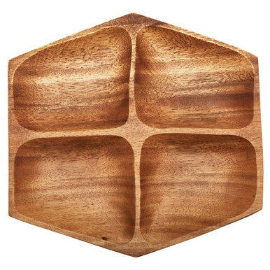 Orsina Kora Acacia Wood Serving Dish – Small 4-Section Snack Tray