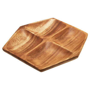Orsina Kora Acacia Wood Serving Dish – Small 4-Section Snack Tray