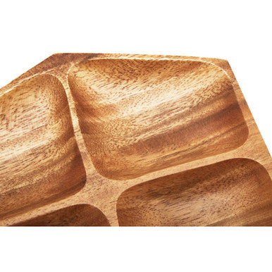 Orsina Kora Acacia Wood Serving Dish – Small 4-Section Snack Tray