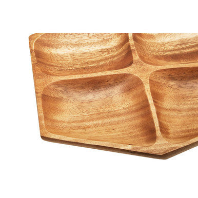 Orsina Kora Acacia Wood Serving Dish – Small 4-Section Snack Tray