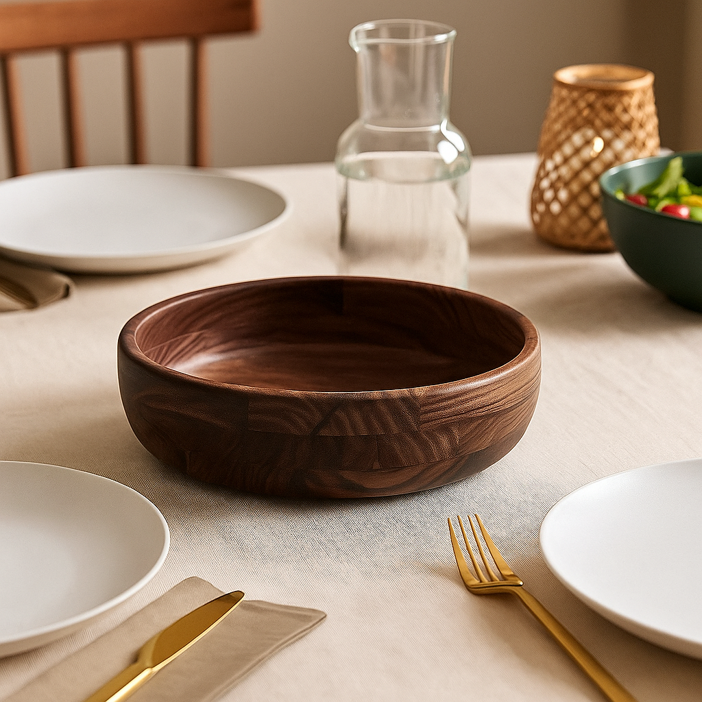Orsina Rosi Round Sheesham Wood Salad Bowl – Handcrafted Serving Bowl