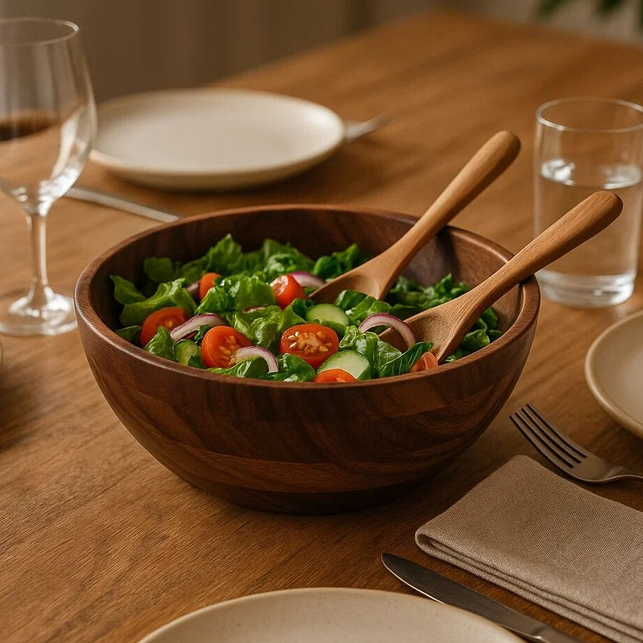 Orsina Rosi Large Round Sheesham Wood Salad Bowl – Handcrafted Serving Bowl