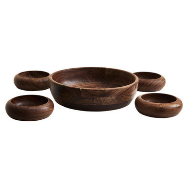Orsina Rosi 5-Piece Sheesham Wood Salad Bowl Set – Natural Grain