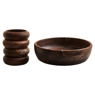 Orsina Rosi 5-Piece Sheesham Wood Salad Bowl Set – Natural Grain