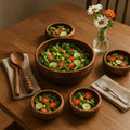 Orsina Rosi 5-Piece Sheesham Wood Salad Bowl Set – Natural Grain