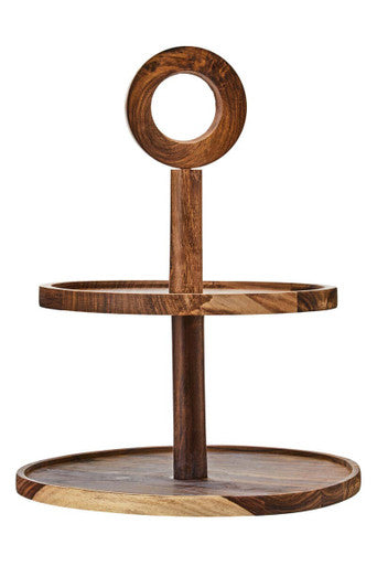Orsina Kora Sheesham Wood Two-Tier Cake Stand | Round Serving Tray