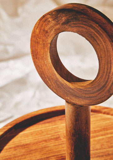Orsina Kora Sheesham Wood Two-Tier Cake Stand | Round Serving Tray