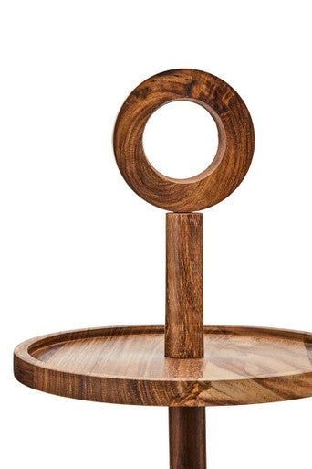 Orsina Kora Sheesham Wood Two-Tier Cake Stand | Round Serving Tray
