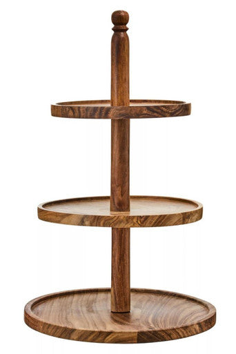 Orsina Kora Sheesham Wood 3-Tier Cake Stand – Natural Tiered Server