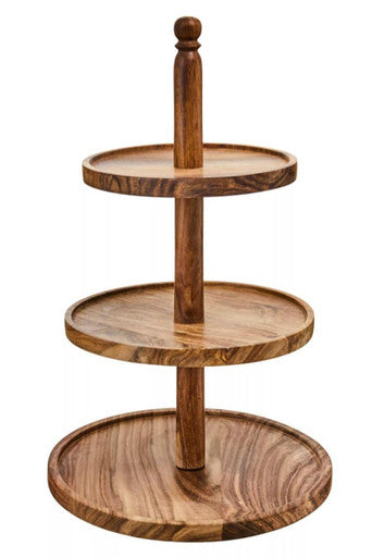 Orsina Kora Sheesham Wood 3-Tier Cake Stand – Natural Tiered Server