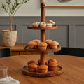 Orsina Kora Sheesham Wood 3-Tier Cake Stand – Natural Tiered Server