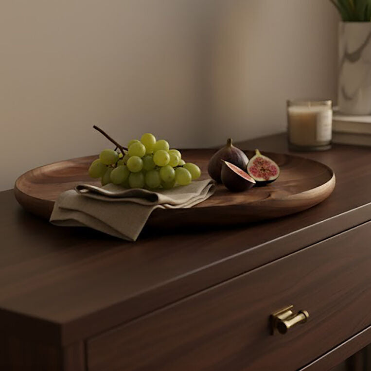 Orsina Rosi Round Sheesham Wood Plate – Natural Grain Serving Platter