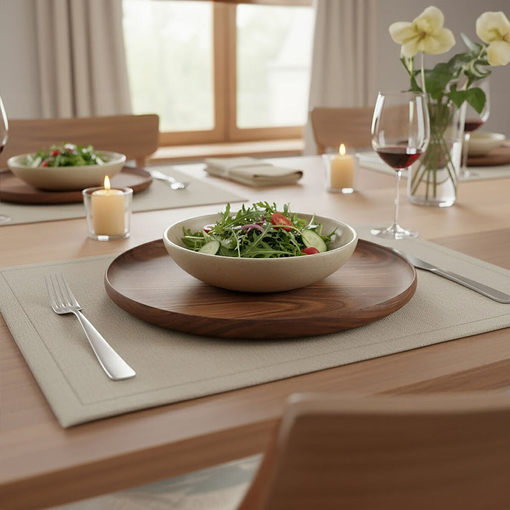 Orsina Rosi Round Sheesham Wood Plate – Natural Grain Serving Platter