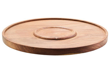 Orsina Kora Acacia Wood and White Marble Chip and Dip Serving Platter