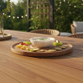 Orsina Kora Acacia Wood and White Marble Chip and Dip Serving Platter