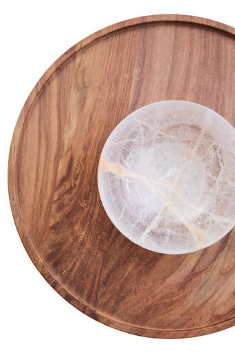 Orsina Kora Acacia Wood and Onyx Chip and Dip Serving Platter
