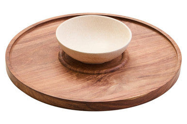 Orsina Kora Acacia Wood and Cream Marble Chip and Dip Platter