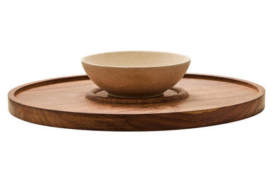 Orsina Kora Acacia Wood and Cream Marble Chip and Dip Platter
