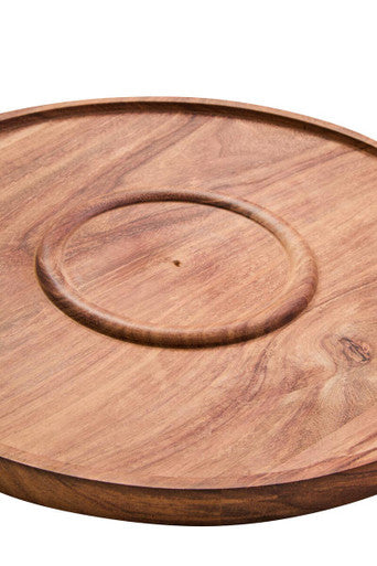 Orsina Kora Acacia Wood and Cream Marble Chip and Dip Platter