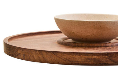 Orsina Kora Acacia Wood and Cream Marble Chip and Dip Platter